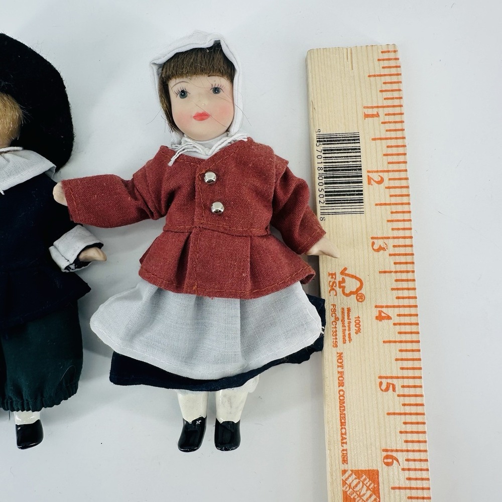 VTG‎ Amish Boy & Girl Articulated Porcelain Dolls Dainty 6" - Picture 4 of 13